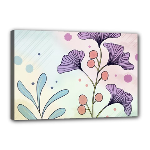 Flower Paint Flora Nature Plant Canvas 18  X 12  (stretched) by Maspions