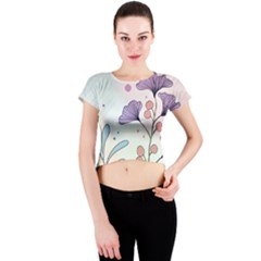 Flower Paint Flora Nature Plant Crew Neck Crop Top