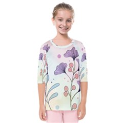 Flower Paint Flora Nature Plant Kids  Quarter Sleeve Raglan T-shirt