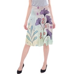 Flower Paint Flora Nature Plant Midi Beach Skirt