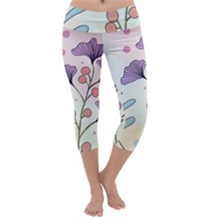 Flower Paint Flora Nature Plant Capri Yoga Leggings