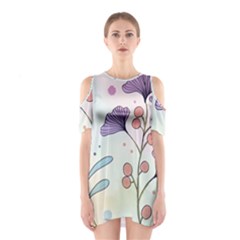 Flower Paint Flora Nature Plant Shoulder Cutout One Piece Dress by Maspions