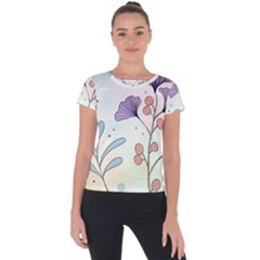 Flower Paint Flora Nature Plant Short Sleeve Sports Top 