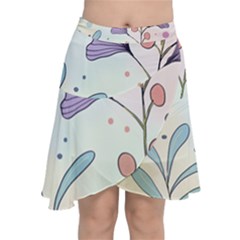 Flower Paint Flora Nature Plant Chiffon Wrap Front Skirt by Maspions