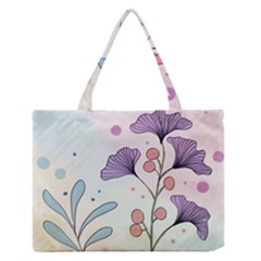 Flower Paint Flora Nature Plant Zipper Medium Tote Bag