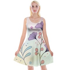 Flower Paint Flora Nature Plant Reversible Velvet Sleeveless Dress