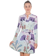 Flower Paint Flora Nature Plant Long Sleeve Panel Dress