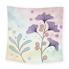 Flower Paint Flora Nature Plant Square Tapestry (large) by Maspions