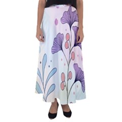 Flower Paint Flora Nature Plant Flared Maxi Skirt