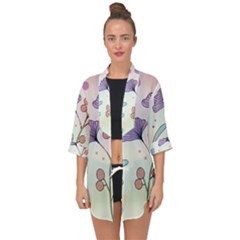 Flower Paint Flora Nature Plant Open Front Chiffon Kimono