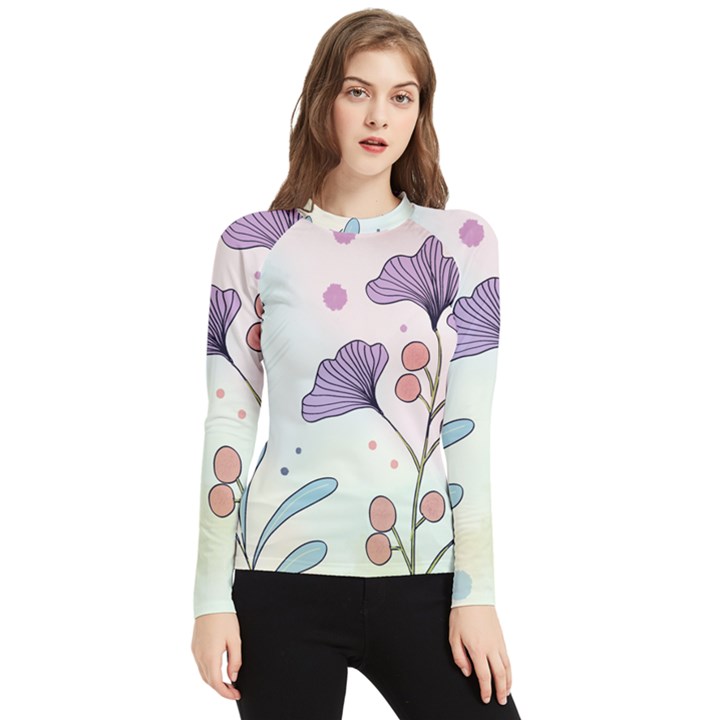 Flower Paint Flora Nature Plant Women s Long Sleeve Rash Guard