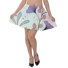 Flower Paint Flora Nature Plant Velvet Skater Skirt