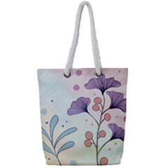 Flower Paint Flora Nature Plant Full Print Rope Handle Tote (small) by Maspions