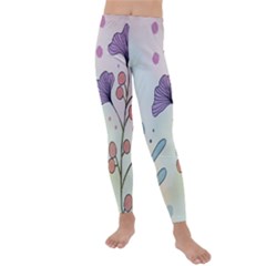 Flower Paint Flora Nature Plant Kids  Lightweight Velour Leggings