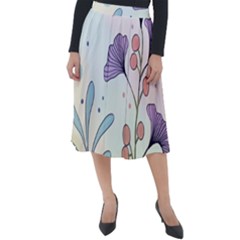 Flower Paint Flora Nature Plant Classic Velour Midi Skirt  by Maspions