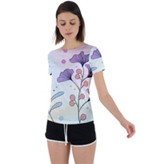 Flower Paint Flora Nature Plant Back Circle Cutout Sports T-shirt by Maspions