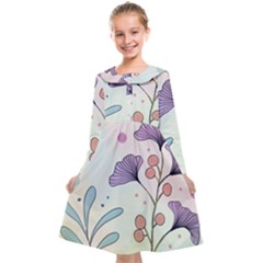 Flower Paint Flora Nature Plant Kids  Midi Sailor Dress by Maspions