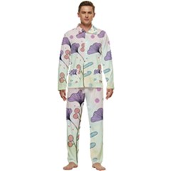 Flower Paint Flora Nature Plant Men s Long Sleeve Velvet Pocket Pajamas Set