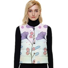 Flower Paint Flora Nature Plant Women s Button Up Puffer Vest