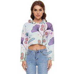 Flower Paint Flora Nature Plant Women s Lightweight Cropped Hoodie