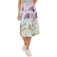 Flower Paint Flora Nature Plant Midi Panel Skirt by Maspions