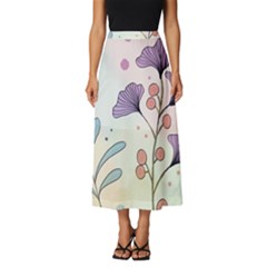 Flower Paint Flora Nature Plant Classic Midi Chiffon Skirt by Maspions