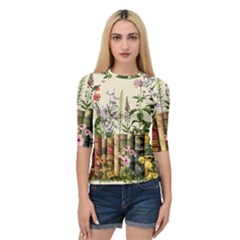 Books Flowers Book Flower Flora Floral Quarter Sleeve Raglan T-shirt