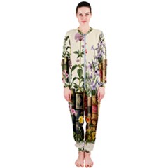 Books Flowers Book Flower Flora Floral Onepiece Jumpsuit (ladies)