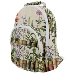 Books Flowers Book Flower Flora Floral Rounded Multi Pocket Backpack