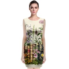 Books Flowers Book Flower Flora Floral Sleeveless Velvet Midi Dress