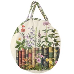 Books Flowers Book Flower Flora Floral Giant Round Zipper Tote