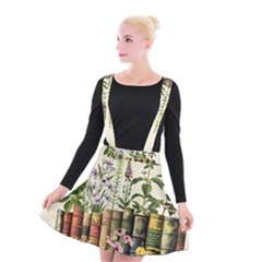 Books Flowers Book Flower Flora Floral Suspender Skater Skirt