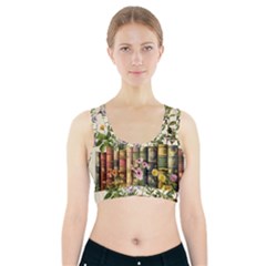 Books Flowers Book Flower Flora Floral Sports Bra With Pocket