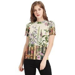 Books Flowers Book Flower Flora Floral Women s Short Sleeve Rash Guard by Maspions