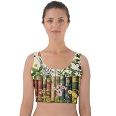 Books Flowers Book Flower Flora Floral Velvet Crop Top