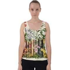 Books Flowers Book Flower Flora Floral Velvet Tank Top