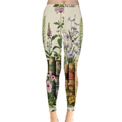 Books Flowers Book Flower Flora Floral Inside Out Leggings