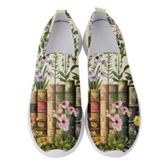 Books Flowers Book Flower Flora Floral Women s Slip On Sneakers