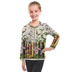 Books Flowers Book Flower Flora Floral Kids  Long Mesh T-shirt