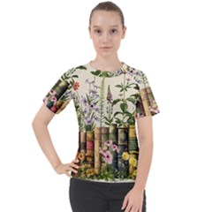 Books Flowers Book Flower Flora Floral Women s Sport Raglan T-shirt