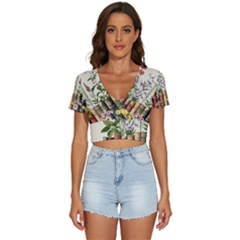 Books Flowers Book Flower Flora Floral V-neck Crop Top by Maspions