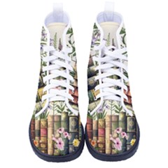 Books Flowers Book Flower Flora Floral Men s High-top Canvas Sneakers