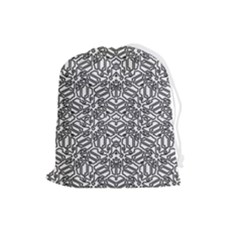 Monochrome Maze Design Print Drawstring Pouch (large) by dflcprintsclothing