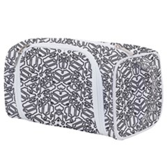 Monochrome Maze Design Print Toiletries Pouch