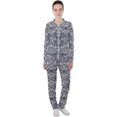 Monochrome Maze Design Print Casual Jacket And Pants Set by dflcprintsclothing