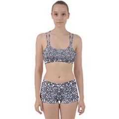 Monochrome Maze Design Print Perfect Fit Gym Set