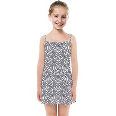 Monochrome Maze Design Print Kids  Summer Sun Dress