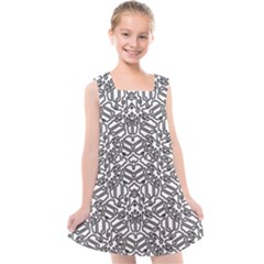 Monochrome Maze Design Print Kids  Cross Back Dress