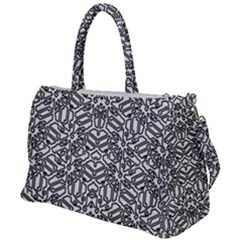 Monochrome Maze Design Print Duffel Travel Bag by dflcprintsclothing