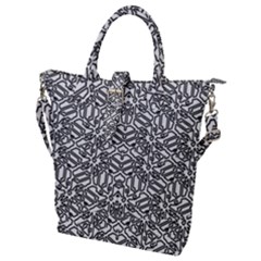 Monochrome Maze Design Print Buckle Top Tote Bag by dflcprintsclothing